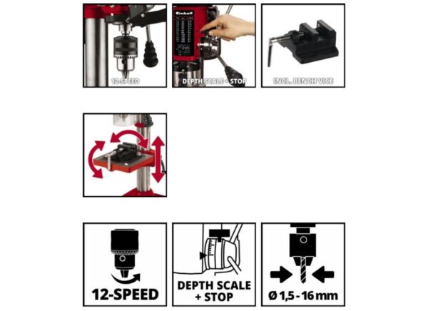 Einhell TC-BD oszlopos fúrógép 630W 4250595 - Image 2
