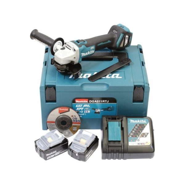 Makita DGA511RTJ 18V LXT Li-ion BL 125mm sarokcsiszoló ford 2x5,0Ah