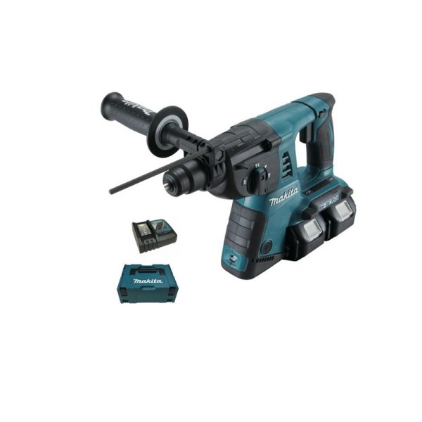 Makita DHR283T2JU 2x18V LXT Li-ion BL AWS 2,8J SDS-Plus fúró-vésőkalapács cst 2x5,0Ah + adapter