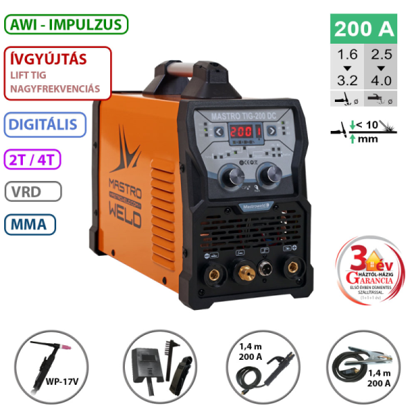 MASTRO TIG-200 DC hegesztő inverter (DC-AWI) 002200F