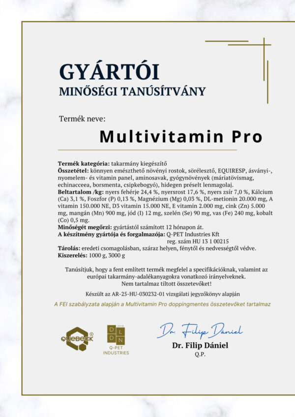 QUEBECK MULTIVITAMIN PRO – professzionális multivitamin, 1000g - Image 2