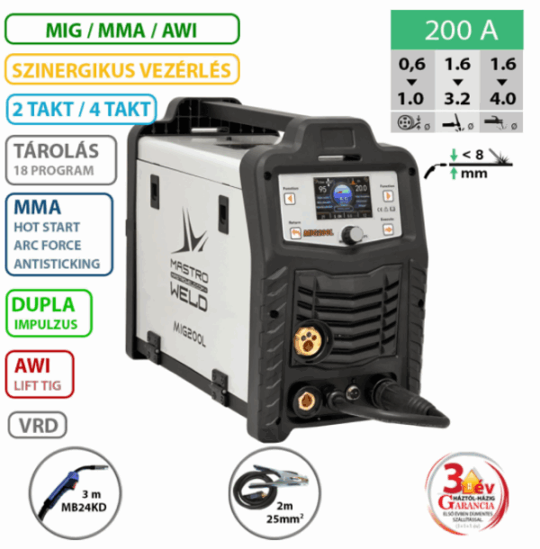 Mastro  MIG-200 L Dualpulse hegesztő inverter 006200L