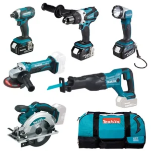 Makita DLX6046 akkus szett 18V LXT DGA452+DHP458+DJR186+DSS610+ DTD152+DML802+3xBL1830B+DC18RC táska