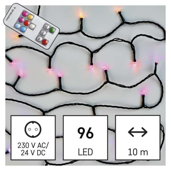 LED karácsonyi fényfüzér, 10 m, kültéri és beltéri, RGB, távirányító, programok, időzítő - Image 3