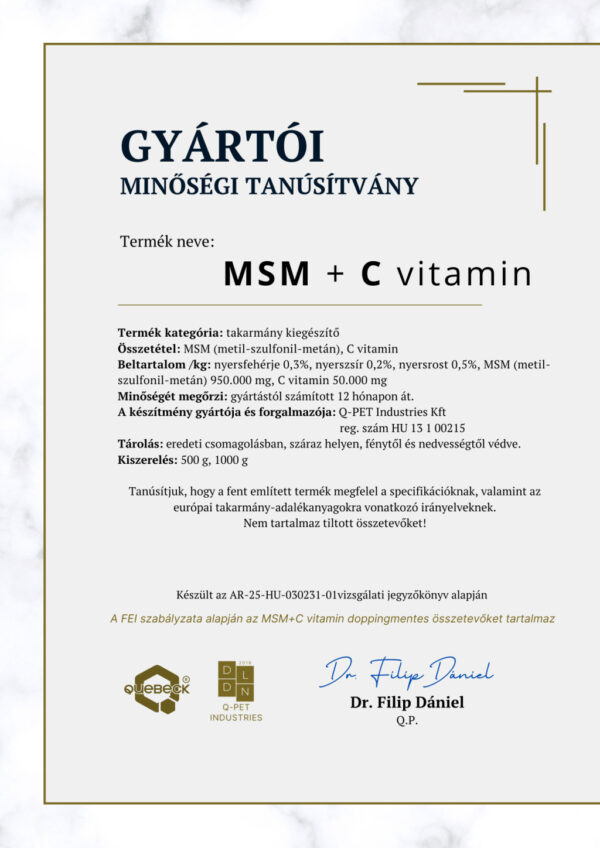 QUEBECK MSM + C vitamin, 1kg - Image 2