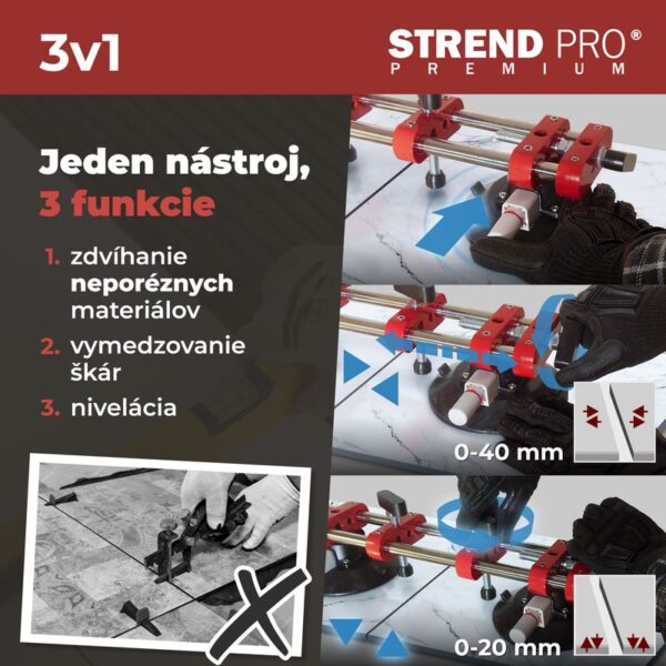 Üvegtartó Strend Pro, tapadókorongos, 2-kupolás, szintező segédeszköz burkolólapokhoz és csempékhez max 150kg 2172826 - Image 4